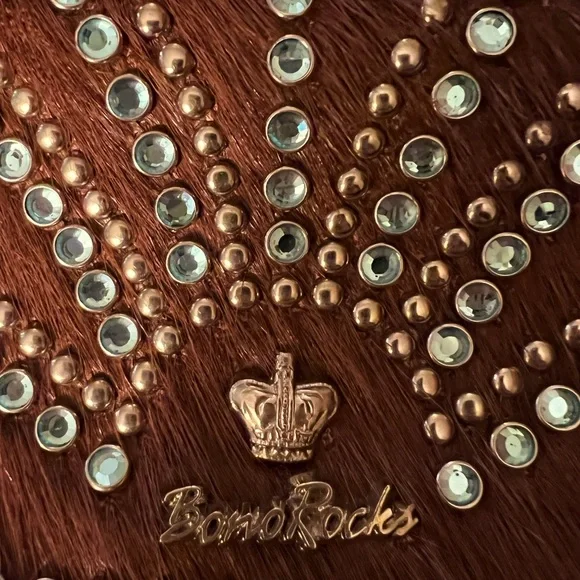 Brand new Bono Rocks rhinestones and brown cowhide belt purse. - Picture 3 of 6